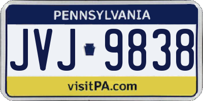 PA license plate JVJ9838