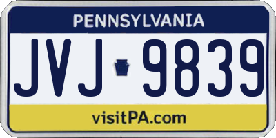PA license plate JVJ9839