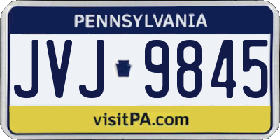 PA license plate JVJ9845