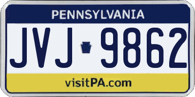PA license plate JVJ9862