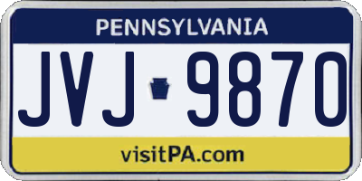 PA license plate JVJ9870