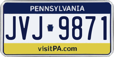PA license plate JVJ9871