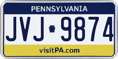 PA license plate JVJ9874