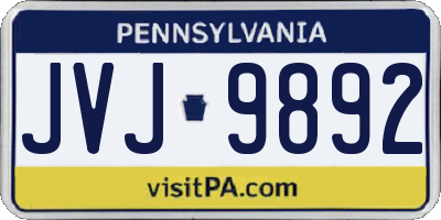 PA license plate JVJ9892