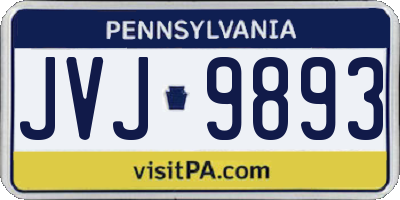 PA license plate JVJ9893