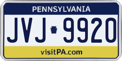 PA license plate JVJ9920