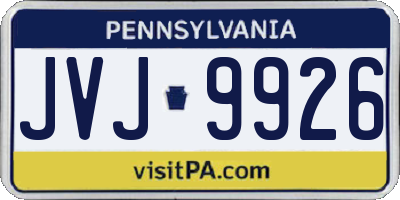 PA license plate JVJ9926