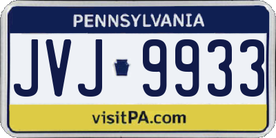 PA license plate JVJ9933