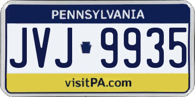 PA license plate JVJ9935
