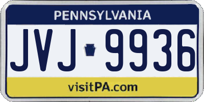 PA license plate JVJ9936