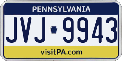 PA license plate JVJ9943
