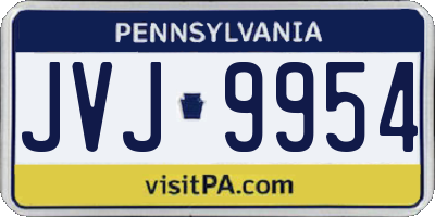PA license plate JVJ9954