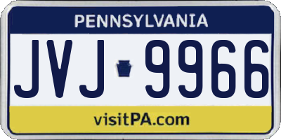PA license plate JVJ9966