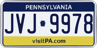 PA license plate JVJ9978