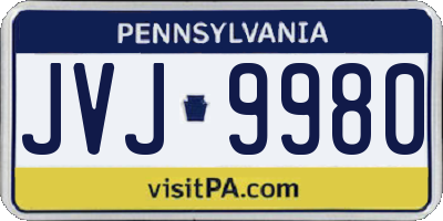 PA license plate JVJ9980