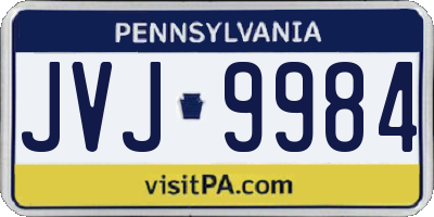PA license plate JVJ9984