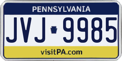 PA license plate JVJ9985
