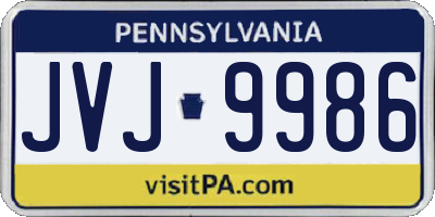 PA license plate JVJ9986