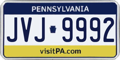 PA license plate JVJ9992