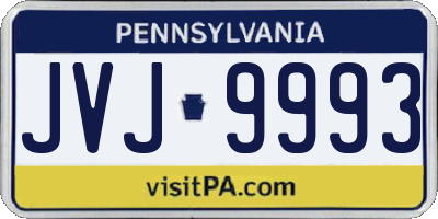 PA license plate JVJ9993
