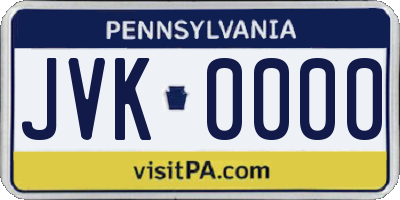 PA license plate JVK0000