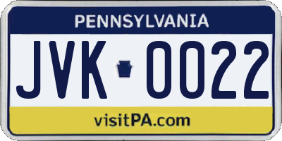 PA license plate JVK0022