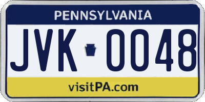 PA license plate JVK0048