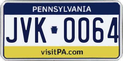PA license plate JVK0064