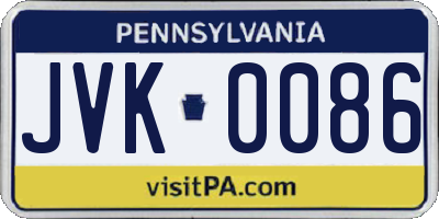 PA license plate JVK0086