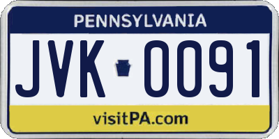 PA license plate JVK0091