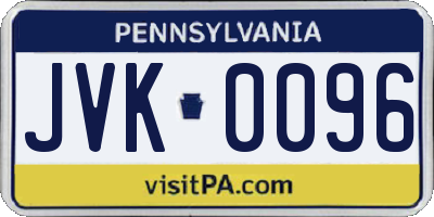 PA license plate JVK0096