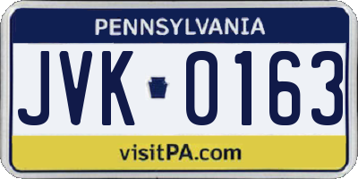 PA license plate JVK0163