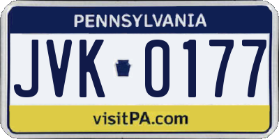 PA license plate JVK0177