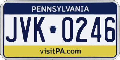 PA license plate JVK0246