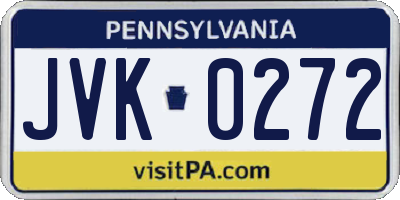PA license plate JVK0272