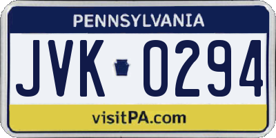 PA license plate JVK0294