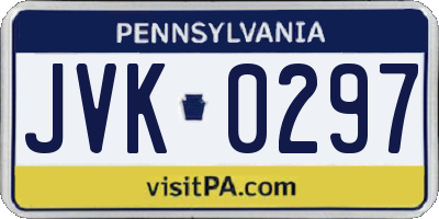 PA license plate JVK0297