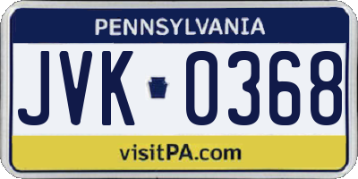 PA license plate JVK0368