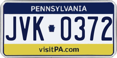 PA license plate JVK0372