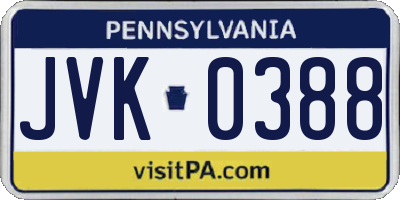 PA license plate JVK0388