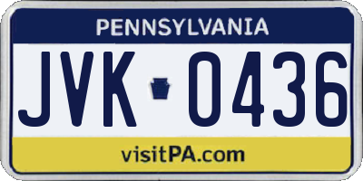PA license plate JVK0436