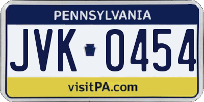 PA license plate JVK0454