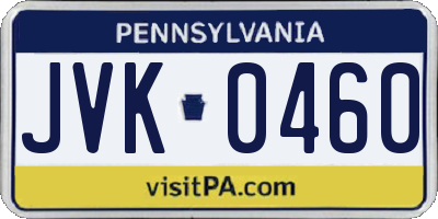 PA license plate JVK0460