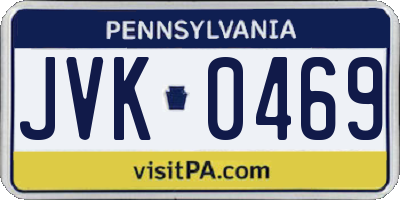 PA license plate JVK0469
