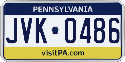 PA license plate JVK0486