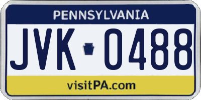 PA license plate JVK0488