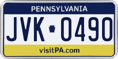 PA license plate JVK0490