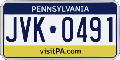 PA license plate JVK0491