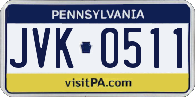 PA license plate JVK0511