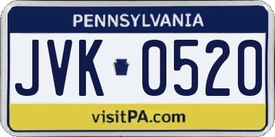 PA license plate JVK0520